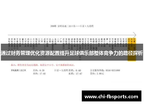 通过财务管理优化资源配置提升足球俱乐部整体竞争力的路径探析